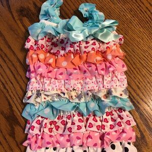 ***** Multi Prints Satin Romper  MULTIL   Large 2T-3T  NWT Boutique